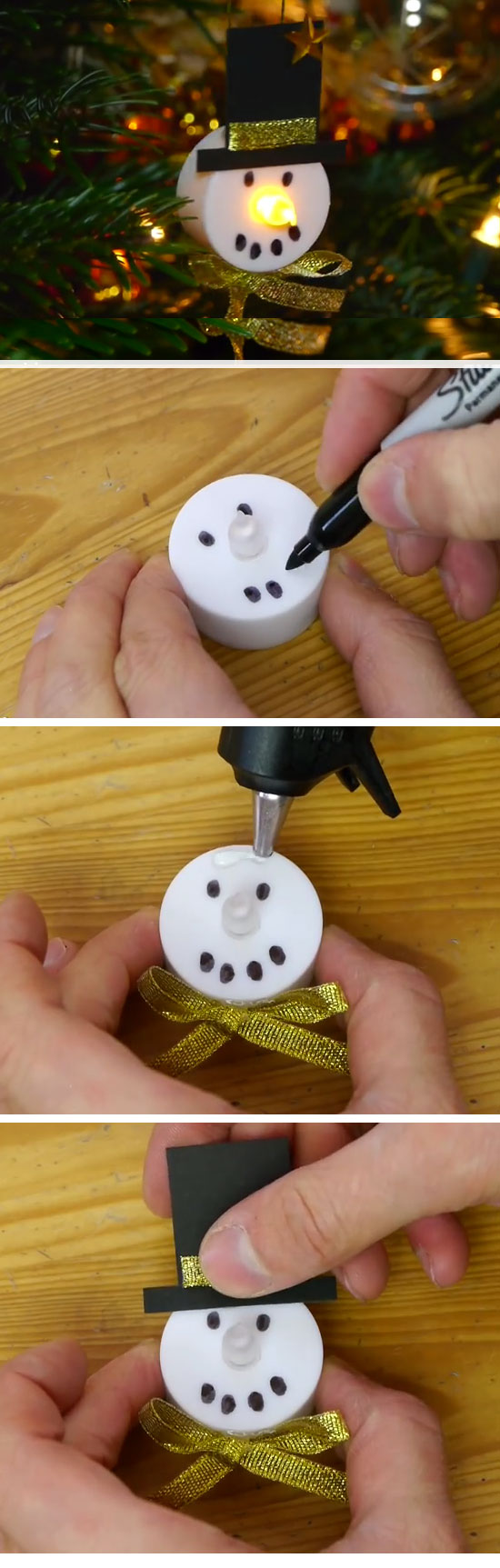 DIY LED Snowman Decorations. 