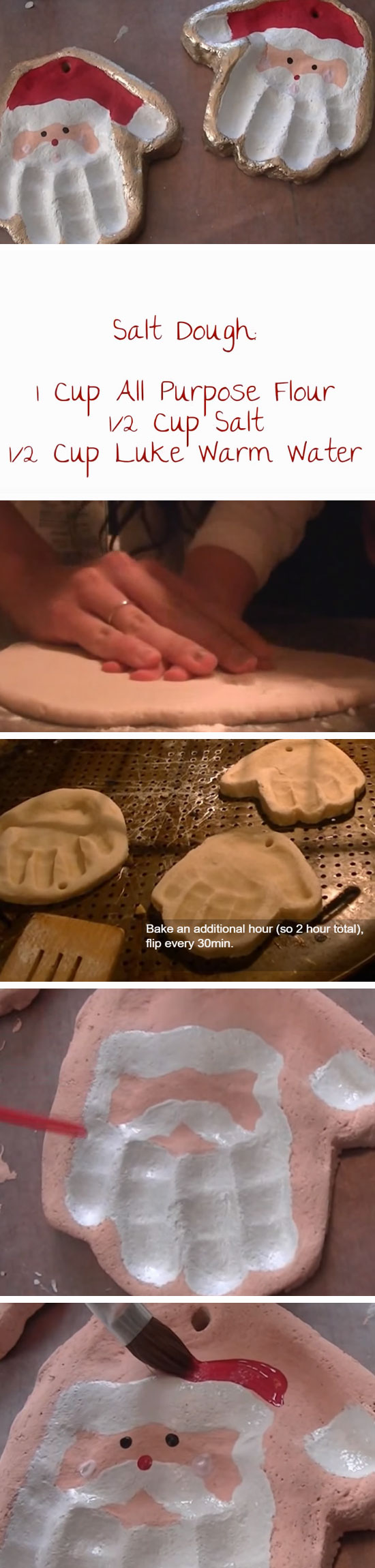 Salt Dough Santa Handprint. 
