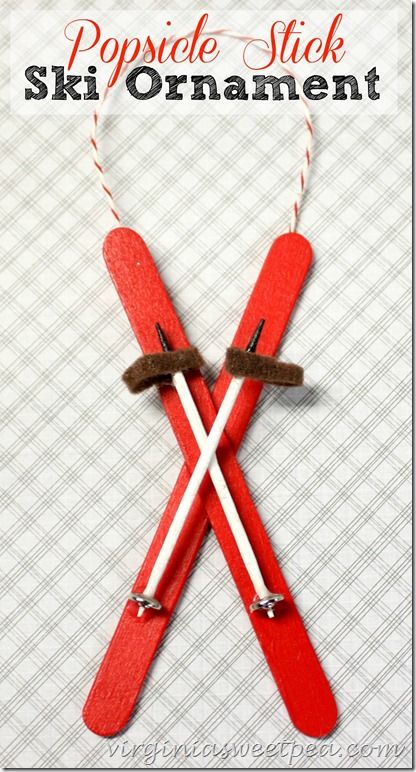 Popsicle Stick Ski Ornament. 