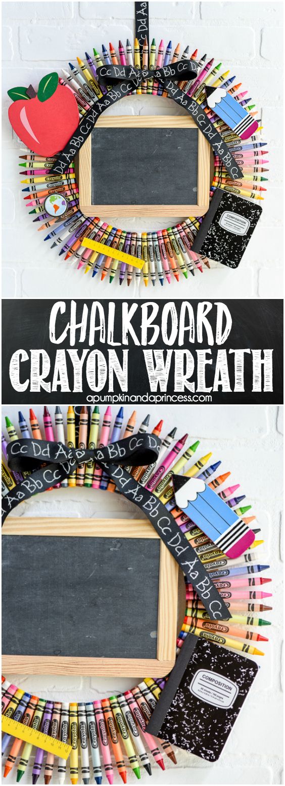 Chalkboard Crayon Wreath. 