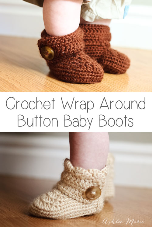 Crochet Wrap Around Button Baby Boots. 