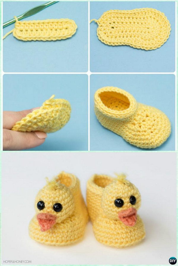 Crochet Duckling Baby Booties. 