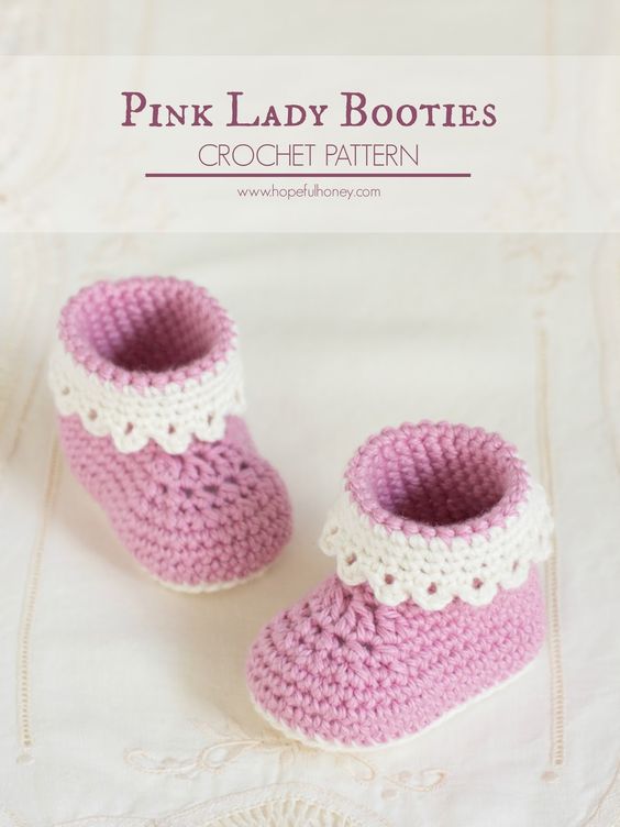 Pink Lady Baby Booties. 