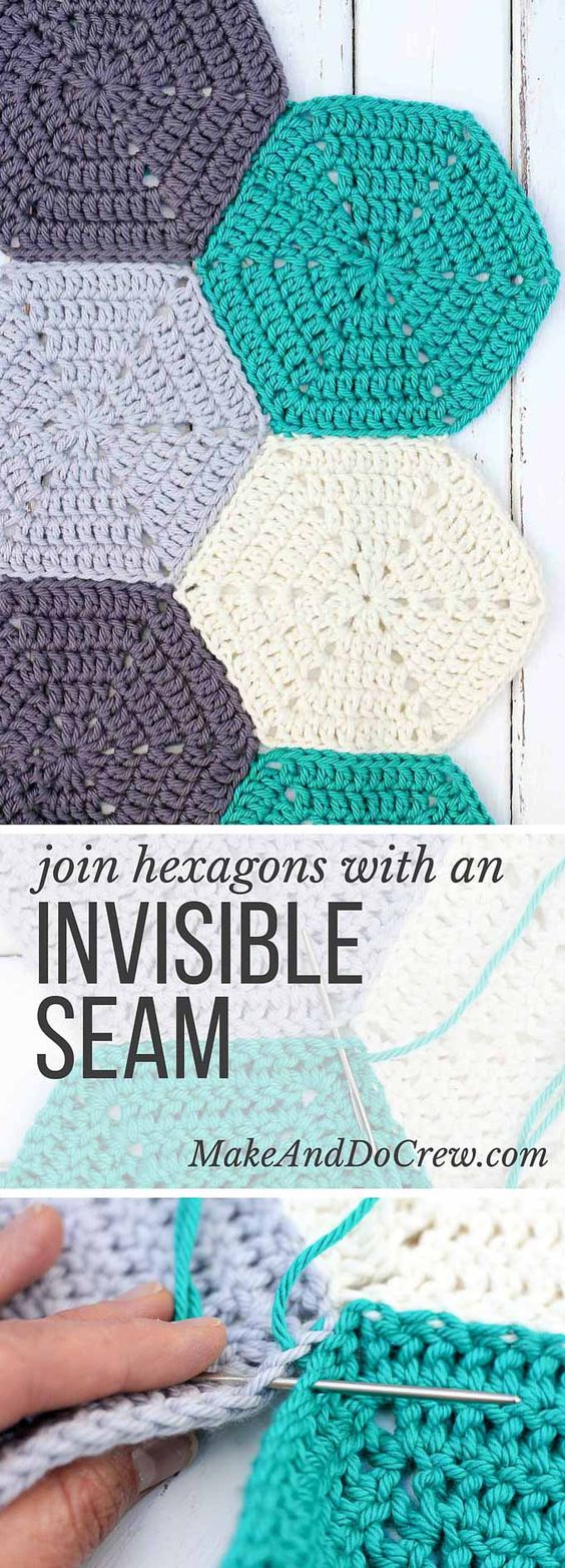 How To Join Crochet Hexagons With an Invisible Seam. 