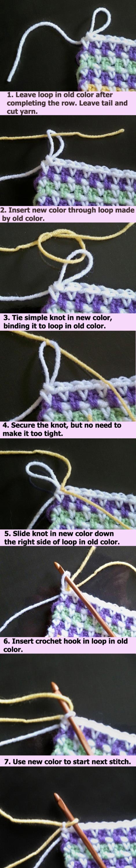 A Very Neat Way to Change Yarn Invisibly in Crochet. 