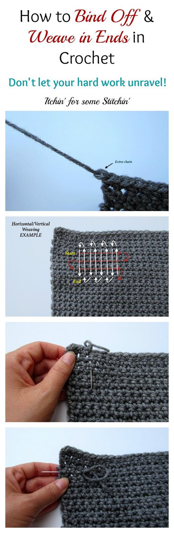 How to Bind Off and Weave in Ends in Crochet. 