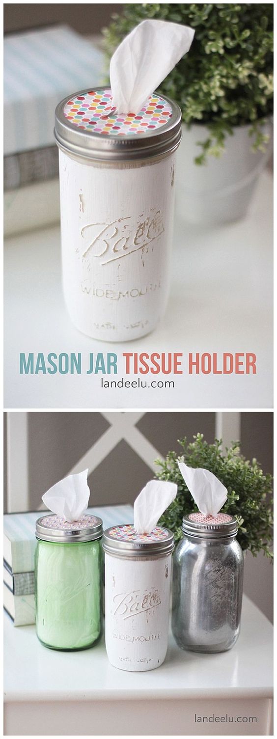 DIY Mason Jar Tissue Holders. 
