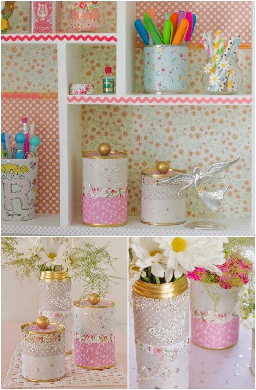 Beautiful Upcycled Tin Cans with Lids. 