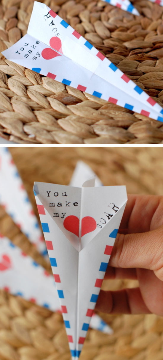 Paper Airplane Valentine Card. 