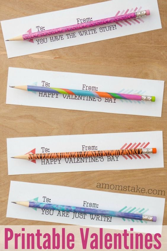 Pencil Arrow Themed Valentine's Day Cards. 