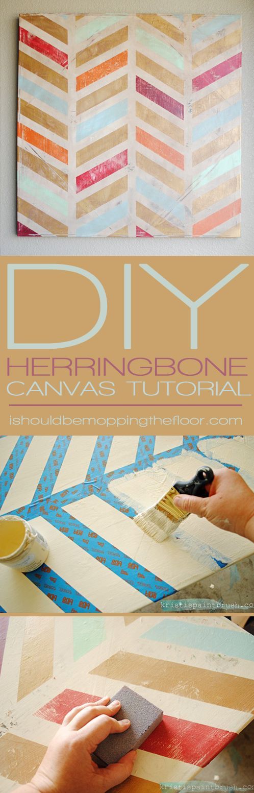 DIY Herringbone Canvas Art. 