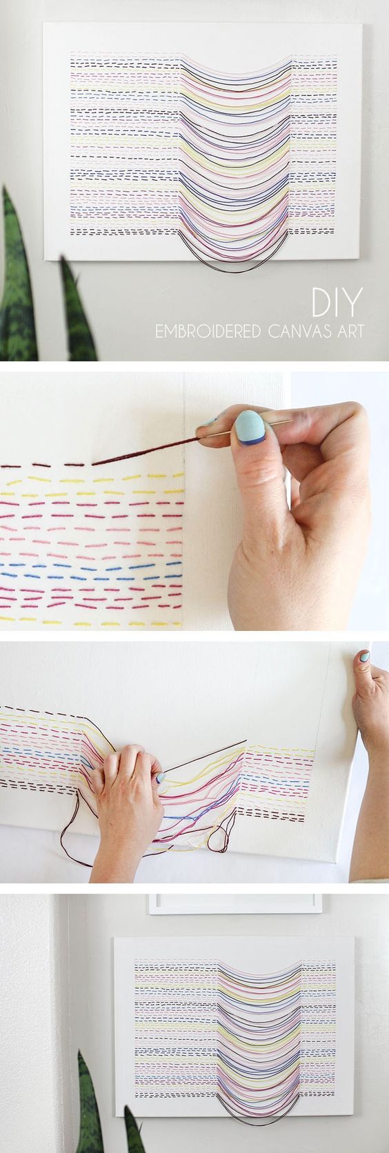 DIY Embroidered Canvas Wall Art. 