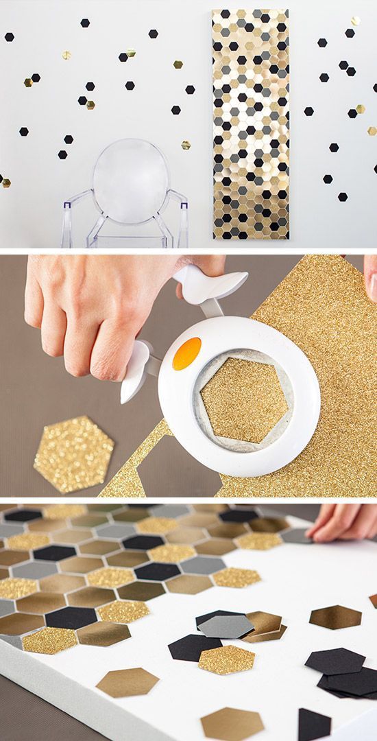 DIY Hexagon Art Using Paper and Hole Punch. 