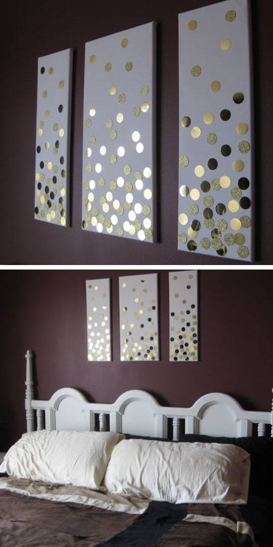 DIY Canvas Wall Art Using Paper and Hole Punch. 