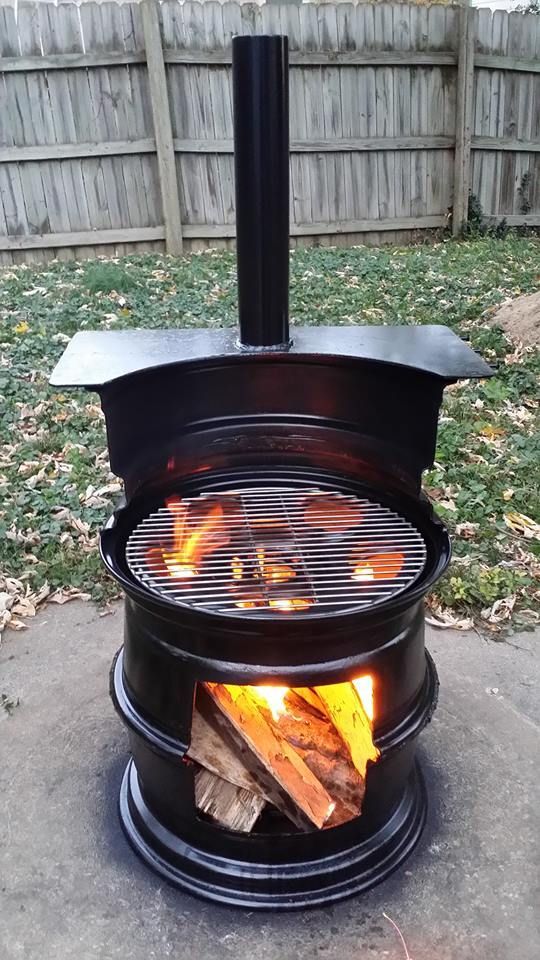 Cool Fire pit Made from 3 Old Rims. 