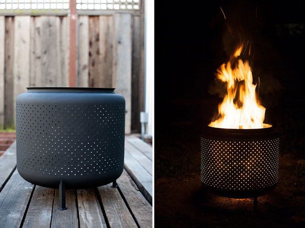 Recycled Washing Machine Drum Fire Pit. 