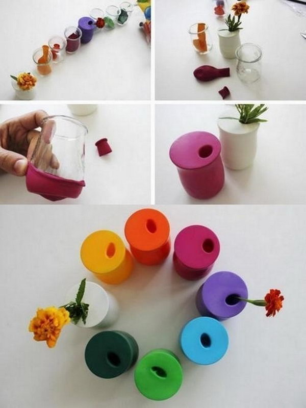 Colorful Vases Made with Balloons. 