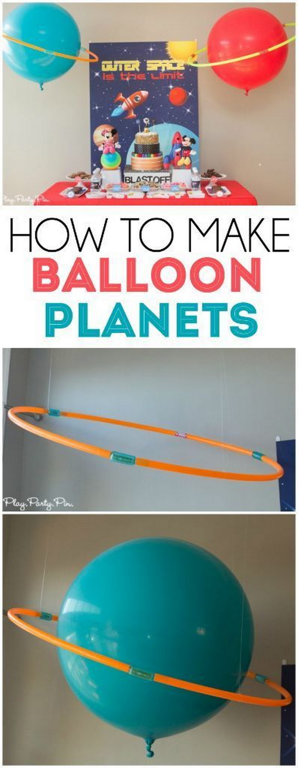 Turn Balloons And Hula Hoops Into Perfect Planets For An Outer Space Party. 