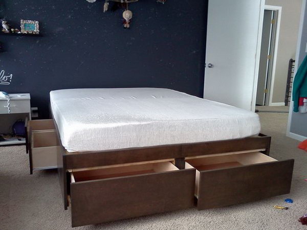 Platform Bed Frame with Drawers. Check out the tutorial 