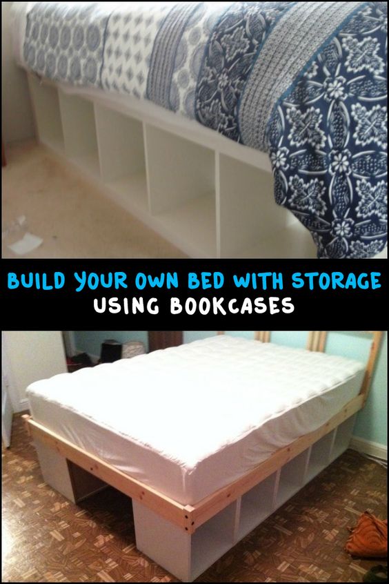 Using Bookcases As A Bed Frame Is One Easy Way To Build A Bed With Storage. 