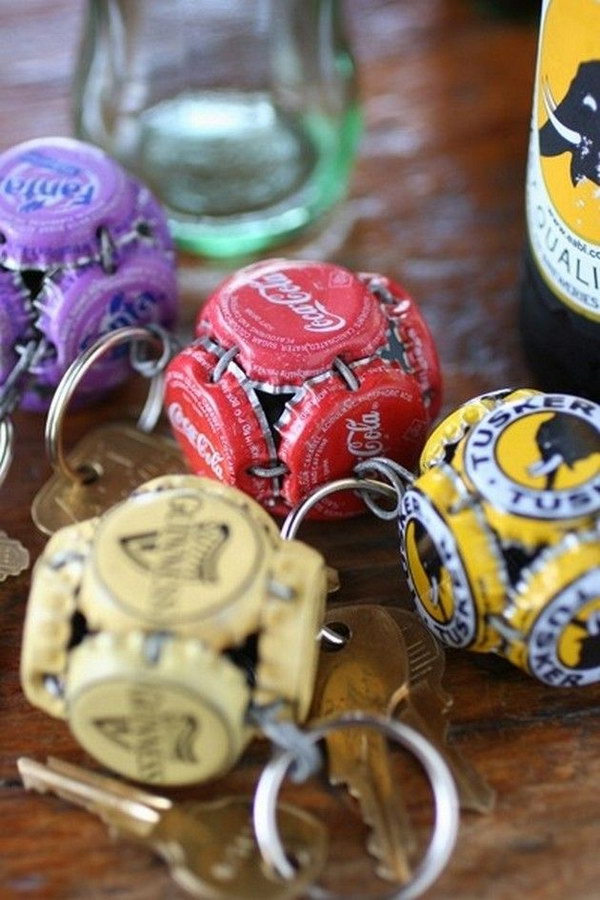 Bottle Cap Globe Key Chain. A perfect homemade Father's Day gift. 