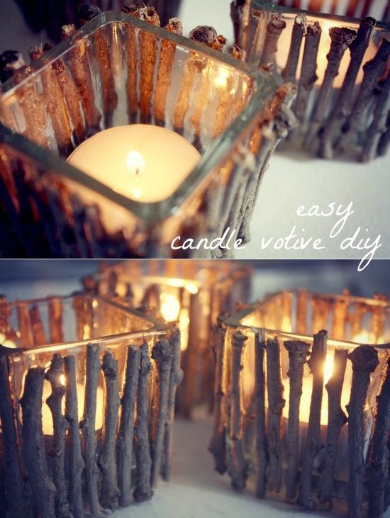 Twigs Wrapped Candle Holder. 