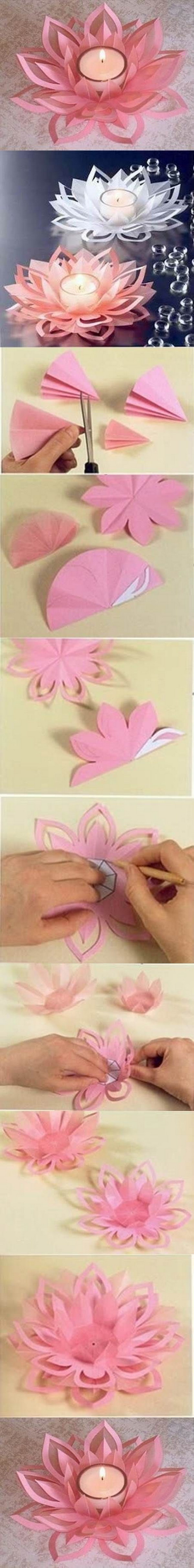 DIY Paper Lotus Candle Holders. 