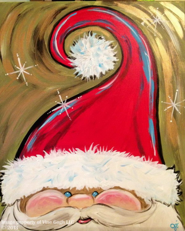 Hand Painted Adorable Santa Face. 