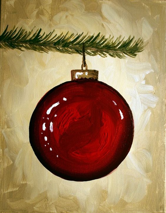 Big Red Ornament On Christmas Tree. 