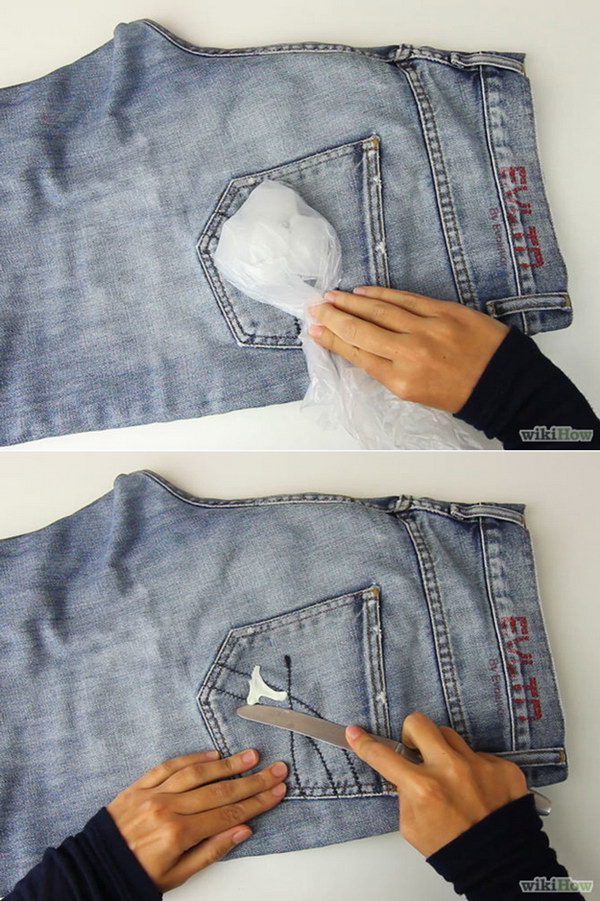 Use Ice to Remove Chewing Gum from Clothes. Having chewing gum stuck to your favorite jeans can be very annoying. But don't worry! Here is a clever way to remove it with ice.