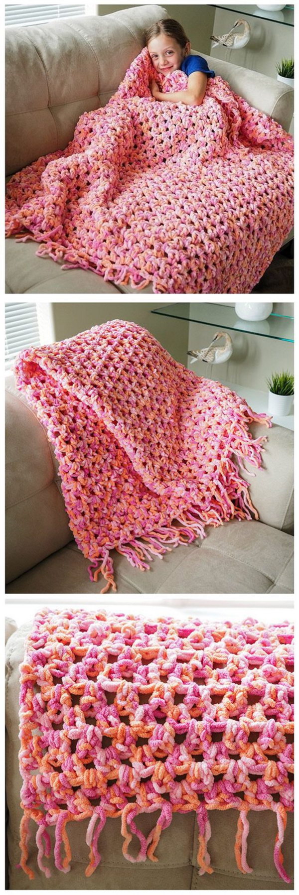 Sofa Blanket Beginners Crochet Pattern. 
