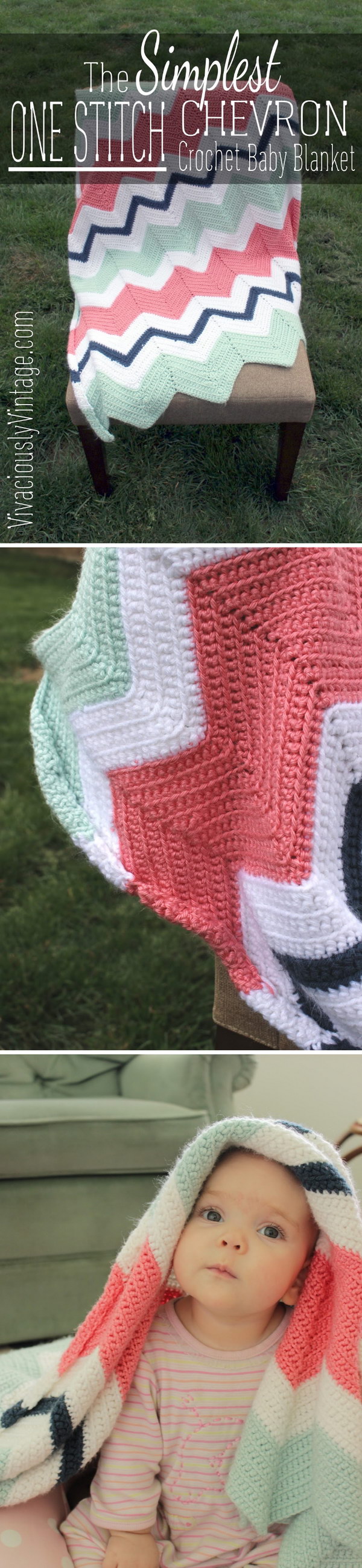 Chevron Crochet Baby Blanket. 