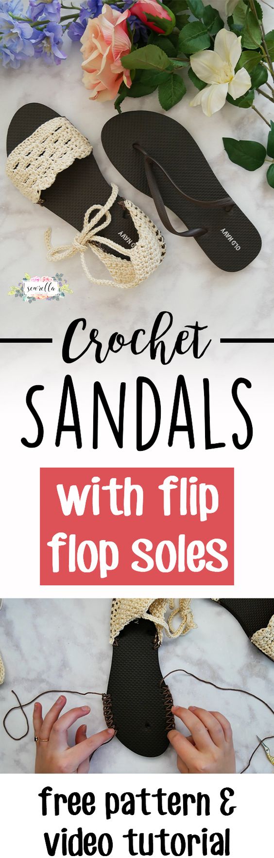 Crochet Sandals with Flip Flop Soles. 