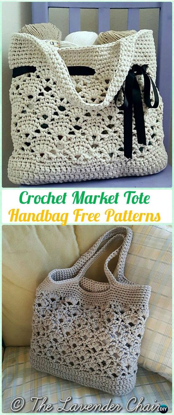 Crochet Market Tote Handbag. 
