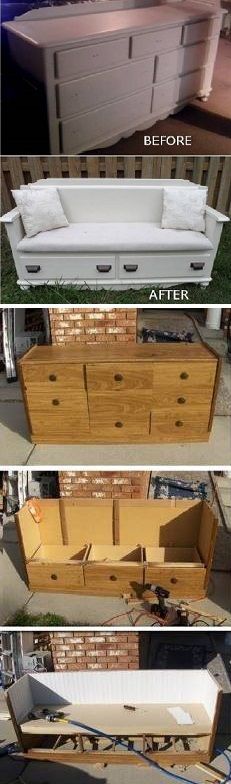 Turn An Old Dresser Into A New Bench. 