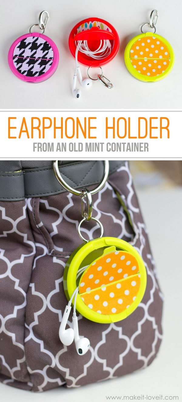 DIY Earphone Holder from a Mint Container for Music Lover
