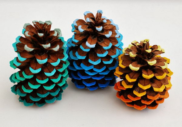 Add a Pop of Color to Pinecones with Acrylic Paint. 