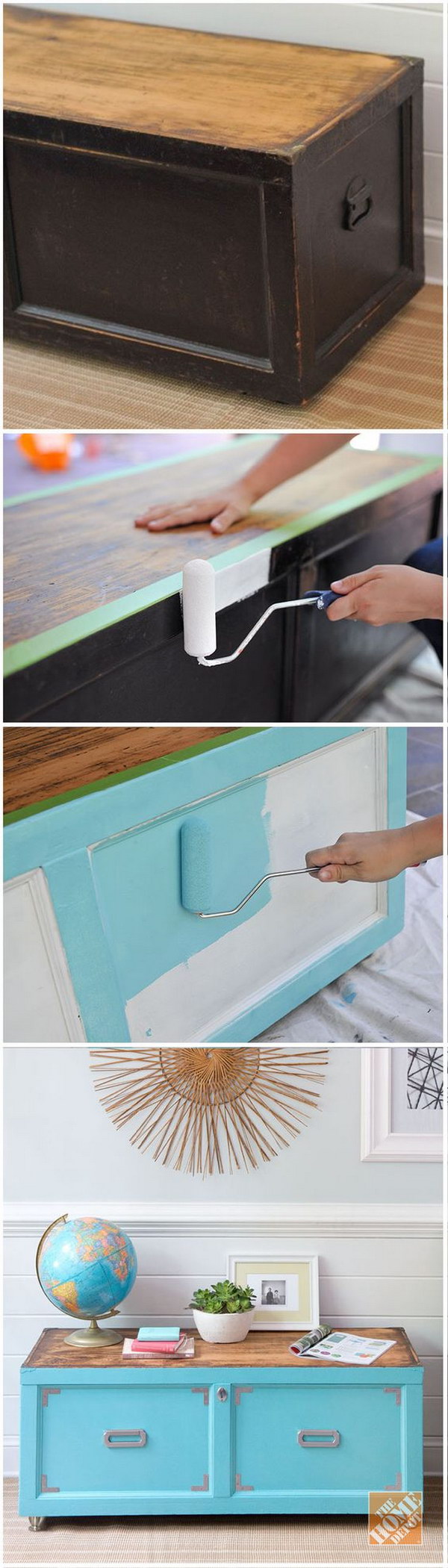 Paint and New Hardware Transform Old Wooden Chest. 