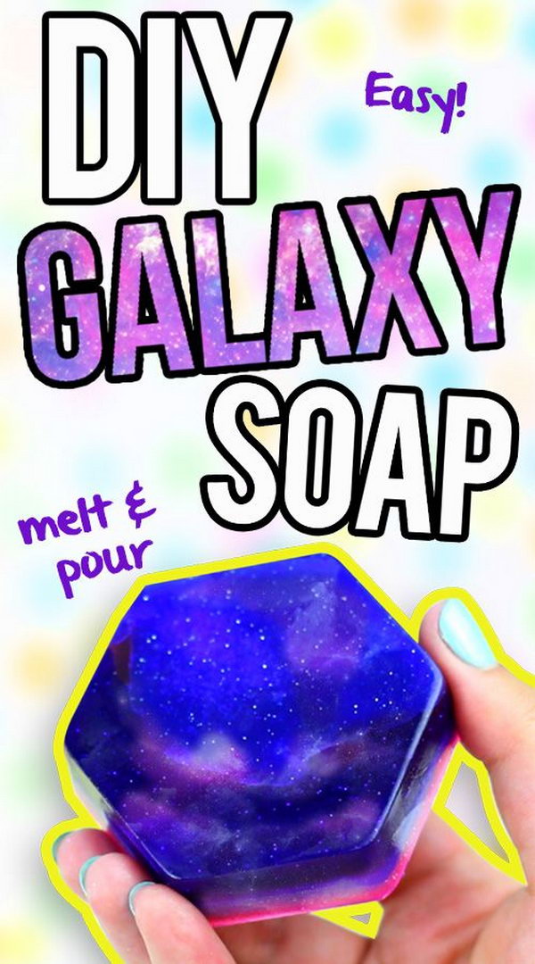 DIY Galaxy Soap. Wash your skin with a little outer space. This homemade galaxy soap is much easier to make than you think. Video tutorial 