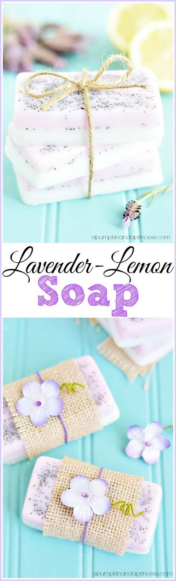 Homemade Lavender Lemon Soap. 