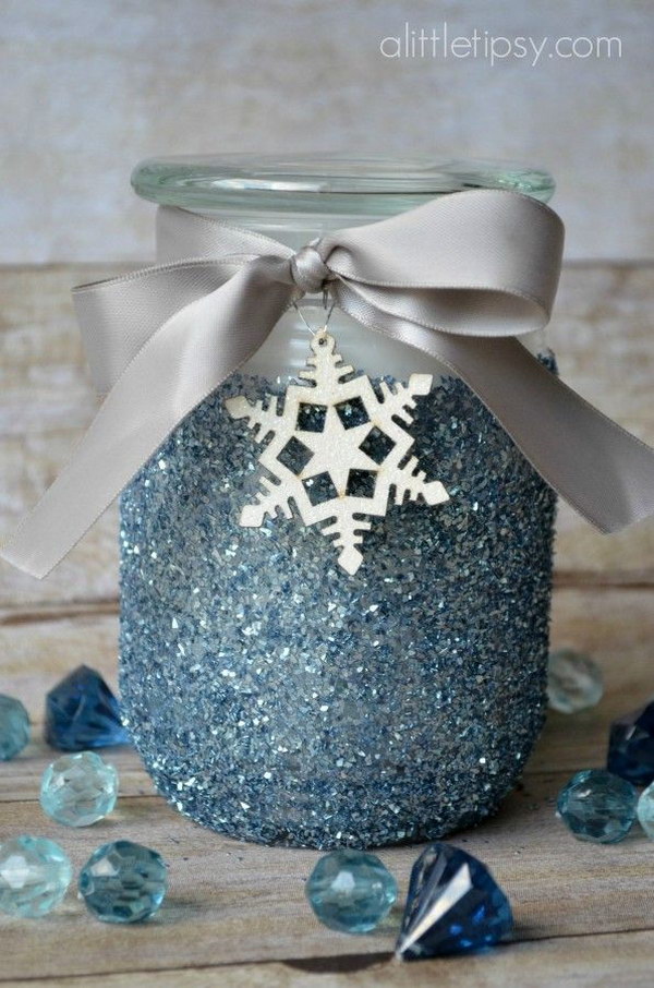 DIY Glitter Candle with a Winter Spin. 