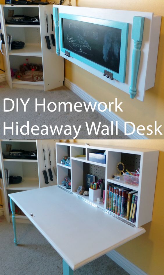 DIY Hideaway Wall Desk for Kids' Homework. 