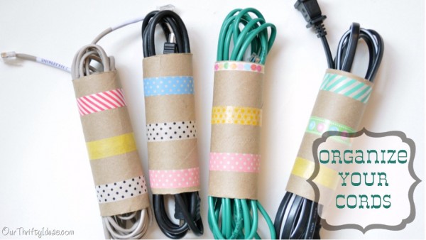Organize Your Cords with Toilet Paper Roll 