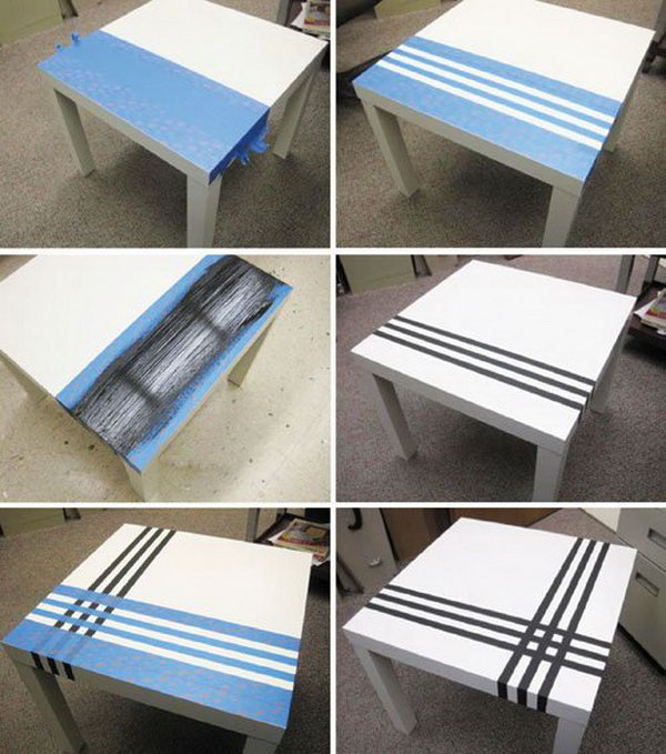 Pin Stripe a Table with Painter's Tape.