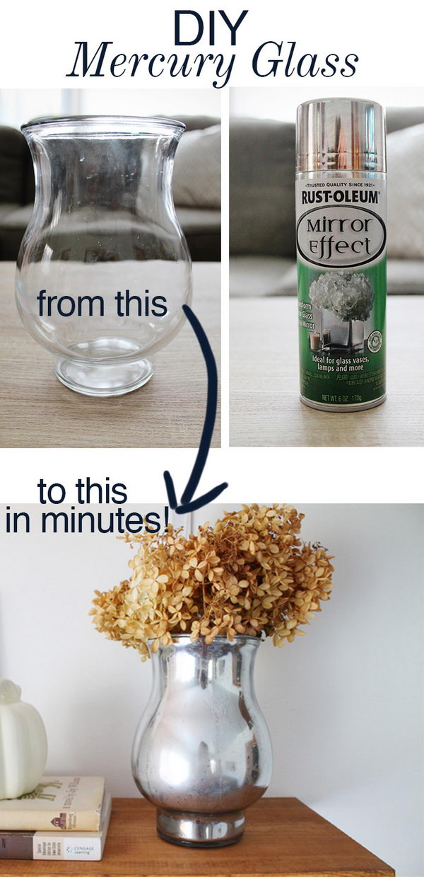 Spray Paint Your Glass Vase to Let It Have a Luxury Mercury Glass Look. 