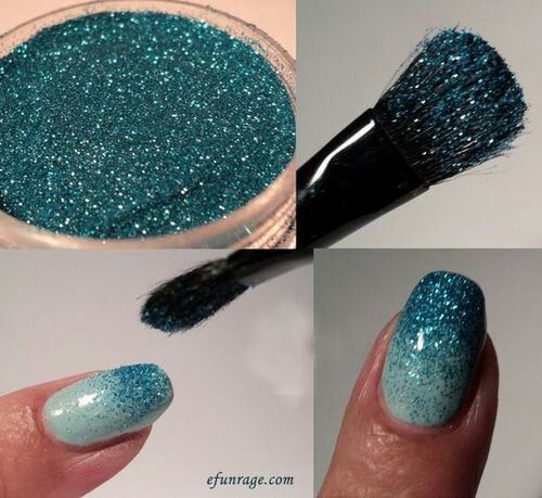 Use A Makeup Brush To Brush Glitter On Your Nails For An Ombre Look. 