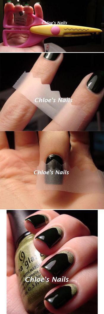 Use Tape And Scissors To Get A Jagged Edge Look For Your Nails. 