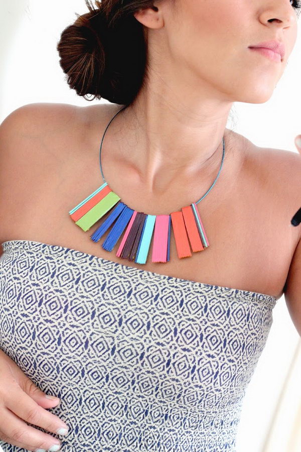 DIY Beautiful Statement Necklace with Variety of Nail Polish Colors and Bobby Pins. 