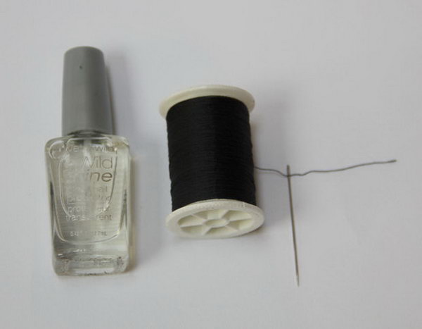Thread a Needle Faster Using Clear Nail Polish. 