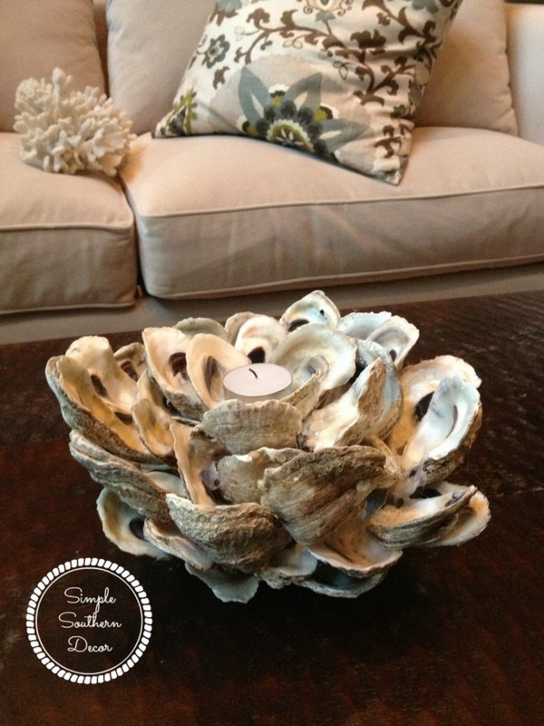DIY Oyster Shell Candle Holder 